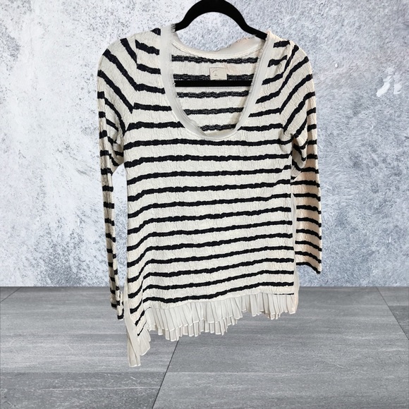 Anthropologie Postmark Striped Top with accordion sides. EUC - Picture 1 of 5